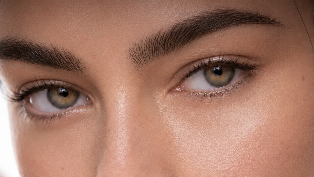 Close-up of a person's face with a blurred background